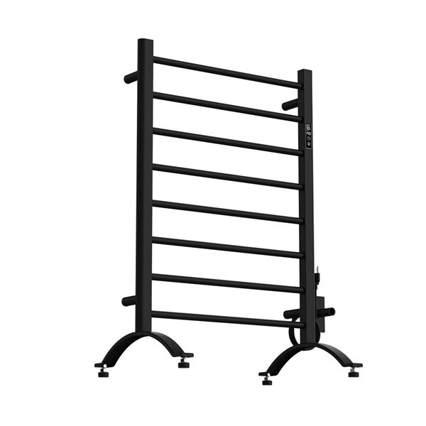GEF Savon 8-Bar Freestanding Electric Towel Warmer w/ timber - Matte Black