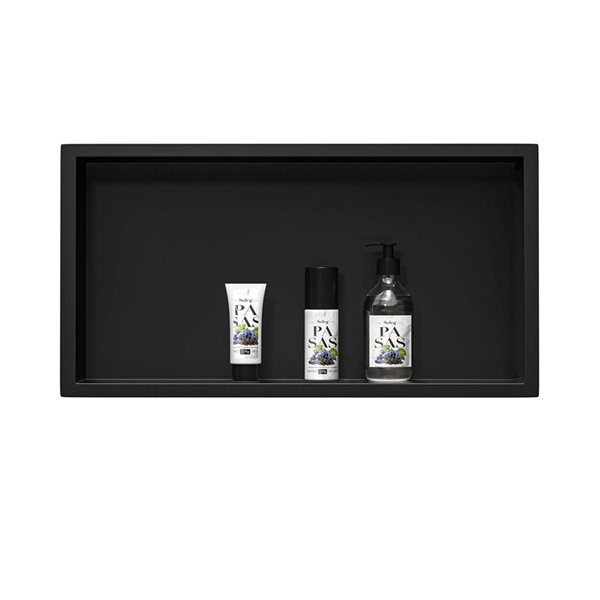 GEF Alyssa 12 x 24-in Stainless Steel Shower Niche w/ Shelf - Matte Black