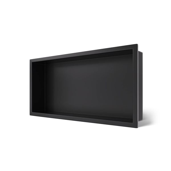GEF Alyssa 12 x 24-in Stainless Steel Shower Niche w/ Shelf - Matte Black