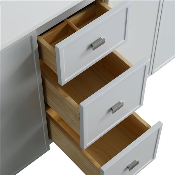 GEF Colt 60-in Freestanding Vanity w/ Pure White Quartz Countertop - Hampton Grey