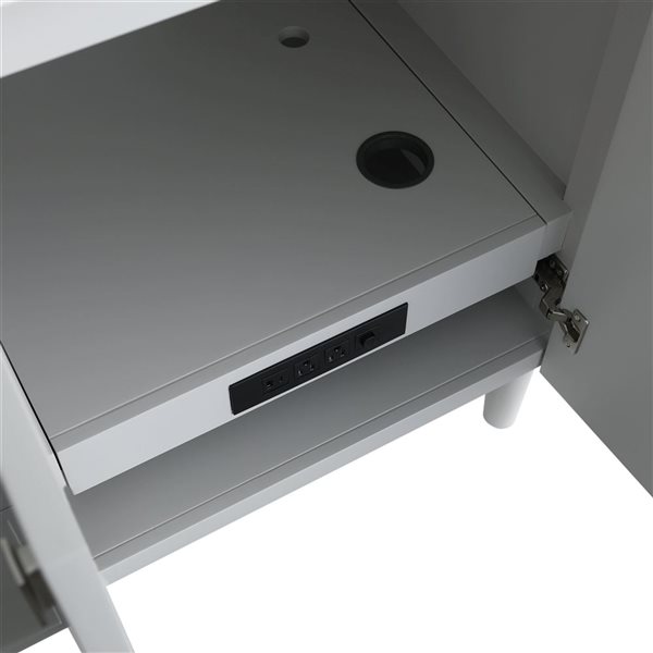 GEF Colt 60-in Freestanding Vanity w/ Pure White Quartz Countertop - Hampton Grey