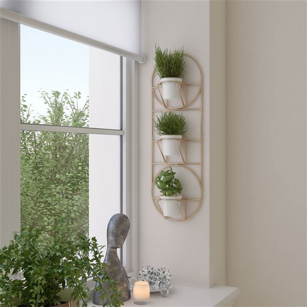 Gild Design House Petulah 30-in H Gold Metal 3-Tier Modern Vertical Wall Planter