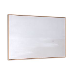 Toile moderne paysage abstrait peint à la main Prelude de Gild Design House 32 x 48 blanc/gris pâle avec cadre flottant