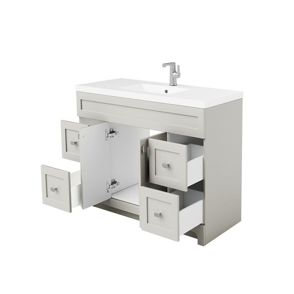 CUTLER KITCHEN & BATH Daisy 48 W x 21 D x 36.5-in H Willow Grey Standing Bathroom Vanity w/ Cultured Marble Top and Sink