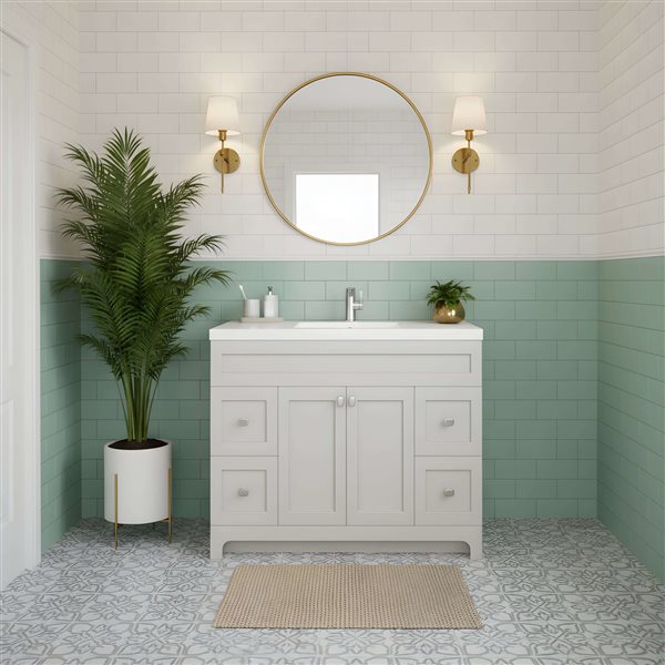 CUTLER KITCHEN & BATH Daisy 48 W x 21 D x 36.5-in H Willow Grey Standing Bathroom Vanity w/ Cultured Marble Top and Sink
