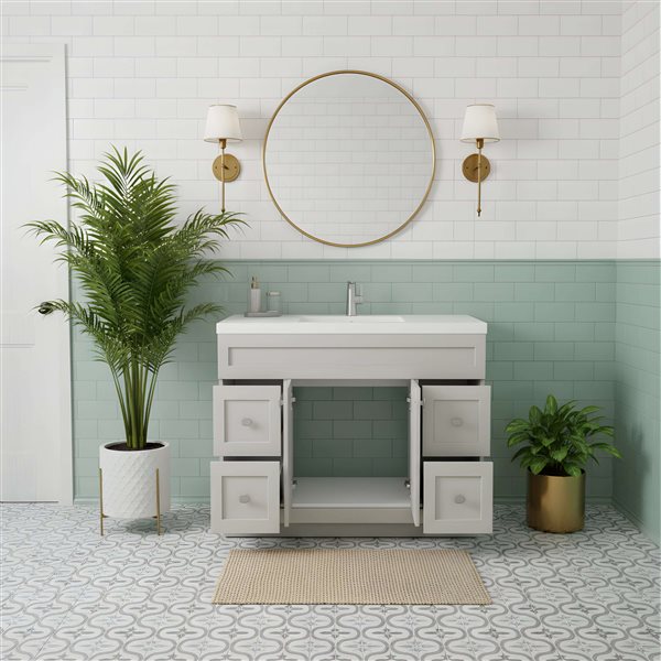 CUTLER KITCHEN & BATH Daisy 48 W x 21 D x 36.5-in H Willow Grey Standing Bathroom Vanity w/ Cultured Marble Top and Sink