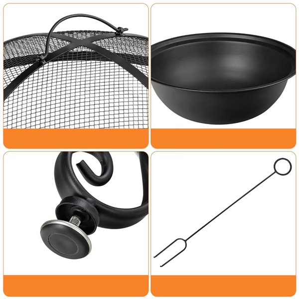 Costway 35.5-in Round Patio  Charcoal Wood Burning Fire Pit Dining Table w/ Cooking BBQ Grate