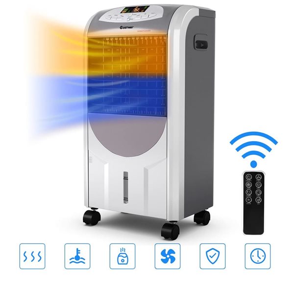 Costway Portable Air Cooler Fan and Heater Humidifier w/ Washable Filter and Remote Control