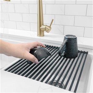 Égouttoir dessous de plat enroulable Stylish noir de 15 1/4 po l. pour évier ou plan de travail