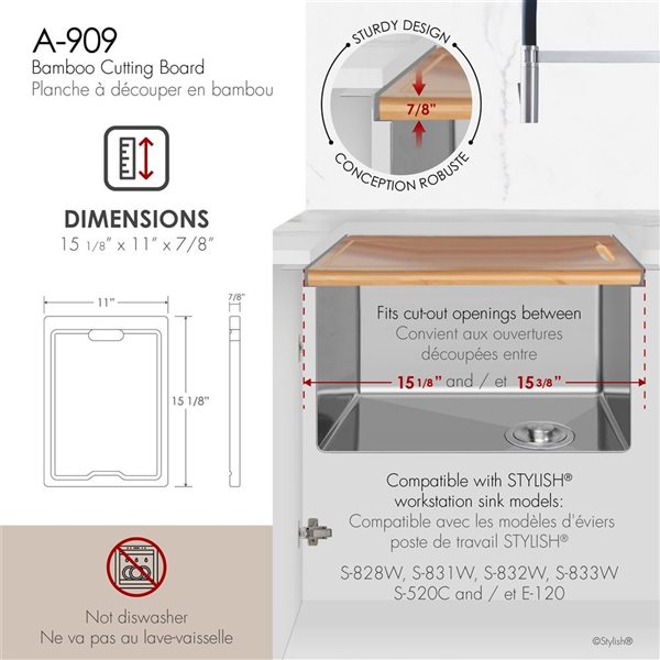 Stylish 15 L x 11-in W Bamboo Workstation Cutting Board