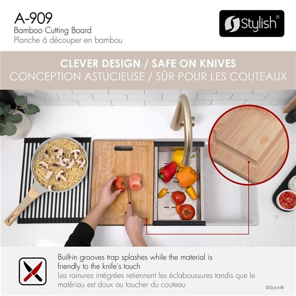 Stylish 15 L x 11-in W Bamboo Workstation Cutting Board