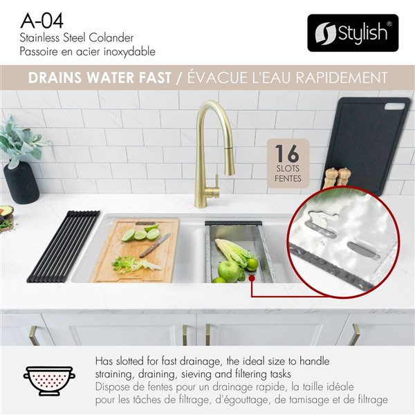 Stylish 15 3/8-in Stainless Steel Workstation Colander