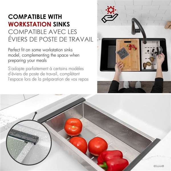 Stylish 15 3/8-in Stainless Steel Workstation Colander