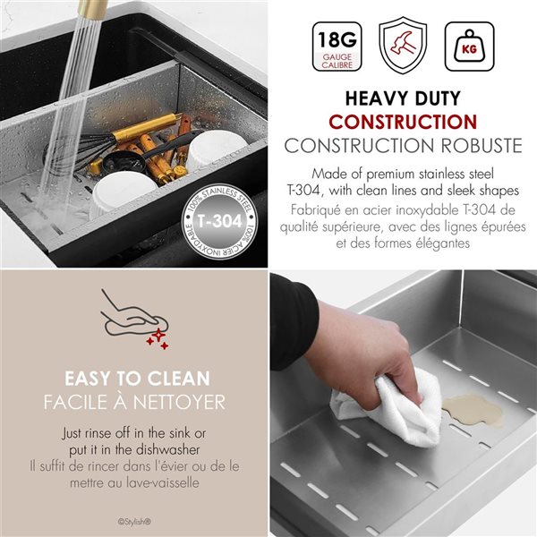 Stylish 15 3/8-in Stainless Steel Workstation Colander