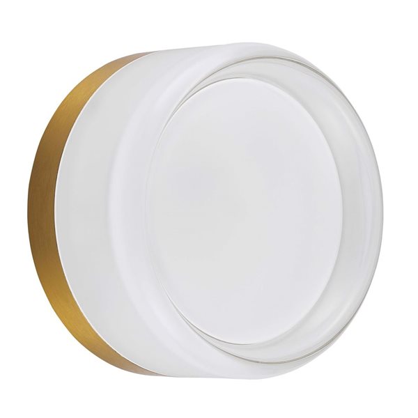 Dainolite Lucia 5.3-in 15W Round Wall Sconce with Clear/Frosted Acrylic Diffuser - Aged Brass