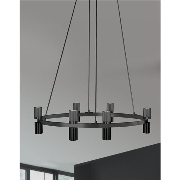 Dainolite Cerelia 12-Light 36-in Modern Drum Chandelier - Matte Black