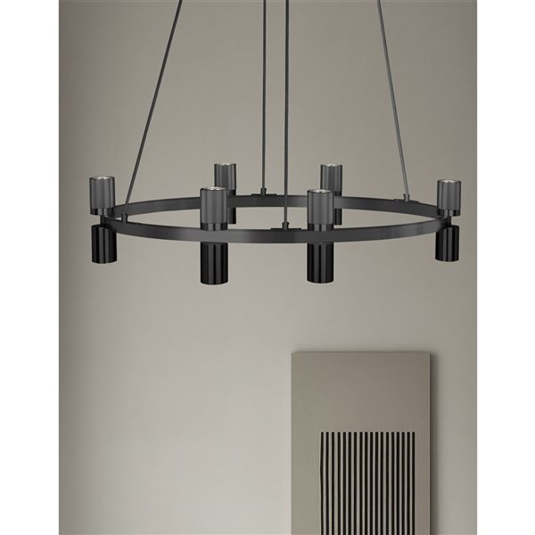 Dainolite Cerelia 12-Light 36-in Modern Drum Chandelier - Matte Black