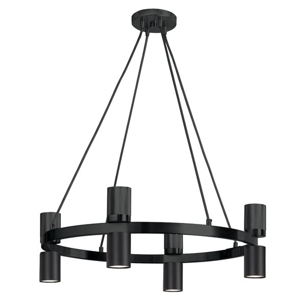 Dainolite Cerelia 8-Light 24-in Modern Drum Chandelier - Matte Black