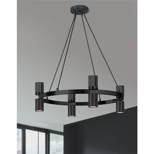 Dainolite Cerelia 8-Light 24-in Modern Drum Chandelier - Matte Black