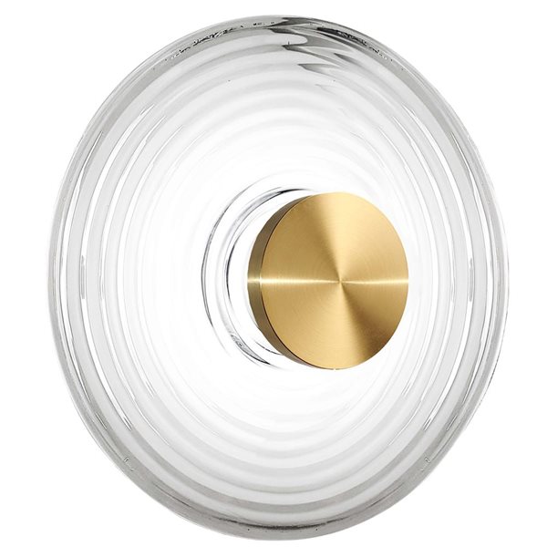 Dainolite Windfeild 12W 18-in Round Wall Sconce with Clear Ribbed Glass - Aged Brass