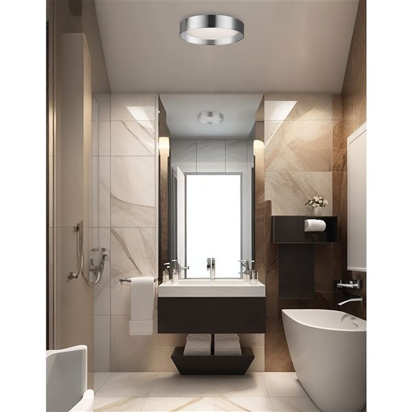 Dainolite Carmen 14W 11-in Dia. Round LED Flushmount with White Acrylic Shade - Polished Chrome
