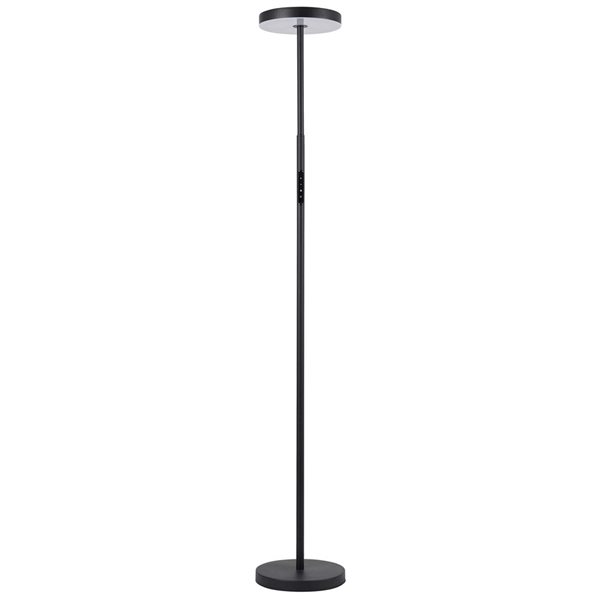 Dainolite Francine 30W 54-in Sandy Black Metal Floor Task Lamp with White Acrylic Diffuser