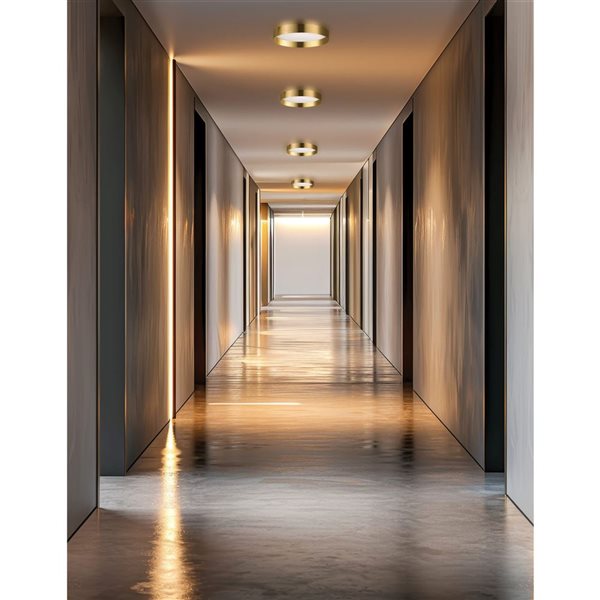 Dainolite Carmen 22W 15-in Dia. Round LED Flushmount with White Acrylic Shade - Aged Brass