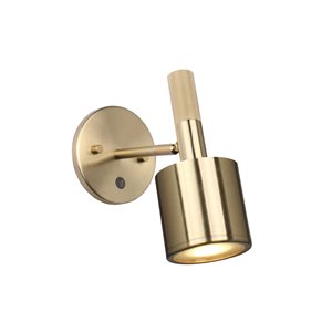 Dainolite Rhoswen 7W 8.5-in 1-Light Modern Round Wall Sconce with Frosted Diffuser - Aged Brass