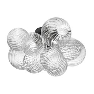 Dainolite Charlize 11 x x 14.5 x 14.5-in 3-Light Flushmount with Clear Spiral Glass Globe Shade - Matte Black