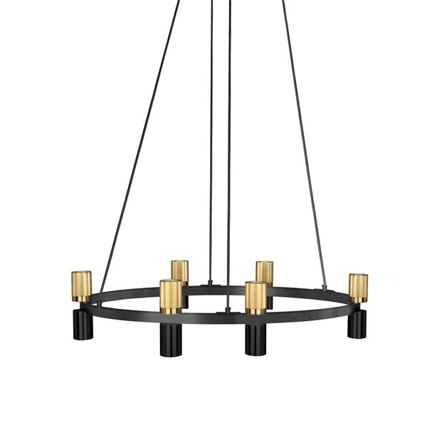 Dainolite Cerelia 12-Light 36-in Modern Drum Chandelier - Matte Black/Aged Brass