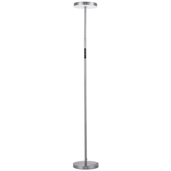 Dainolite Francine 30W 54-in Satin Nickel Metal Floor Task Lamp with White Acrylic Diffuser