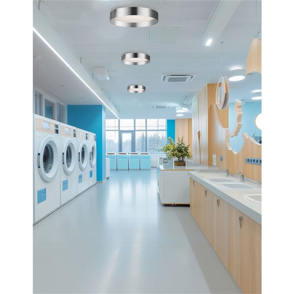 Dainolite Carmen 22W 15-in Dia. Round LED Flushmount with White Acrylic Shade - Polished Chrome