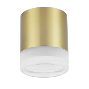 Dainolite Lucia 15W 6.75 x 5.5-in Dia. LED Flushmount With Drum Acrylic Shade - Aged Brass