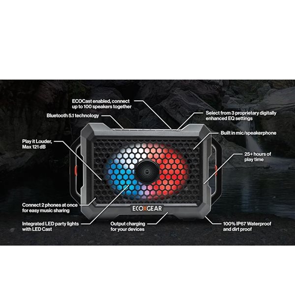 ECOXGEAR Defender Portable Outdoor Bluetooth Speaker - Black