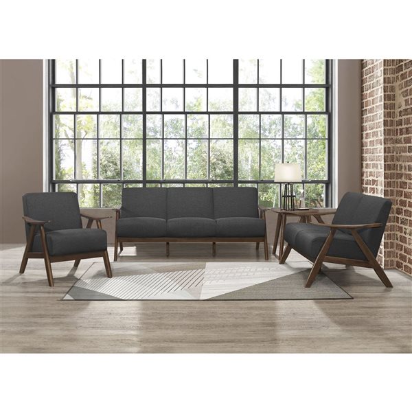 HomeTrend Damala Sofa w/ Rubberwood Frame - Dark Grey