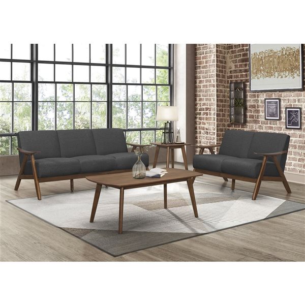 HomeTrend Damala Sofa w/ Rubberwood Frame - Dark Grey