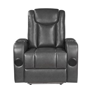 HomeTrend Turbo II Deluxe Power Reclining Chair in Faux Leather - Grey