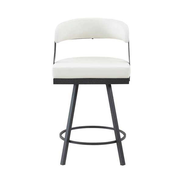 HomeTrend Set of 2 Swivelling Counter Height Chairs in Faux Leather - White