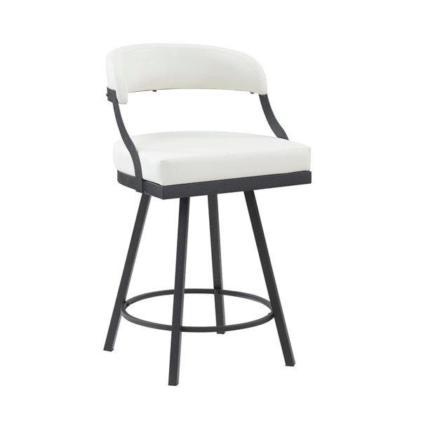 HomeTrend Set of 2 Swivelling Counter Height Chairs in Faux Leather - White