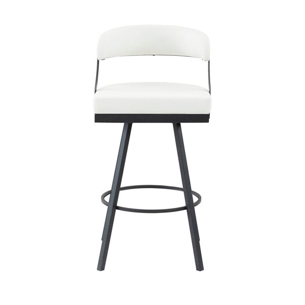 HomeTrend Set of 2 Swivelling Bar Height Chairs in Faux Leather - White