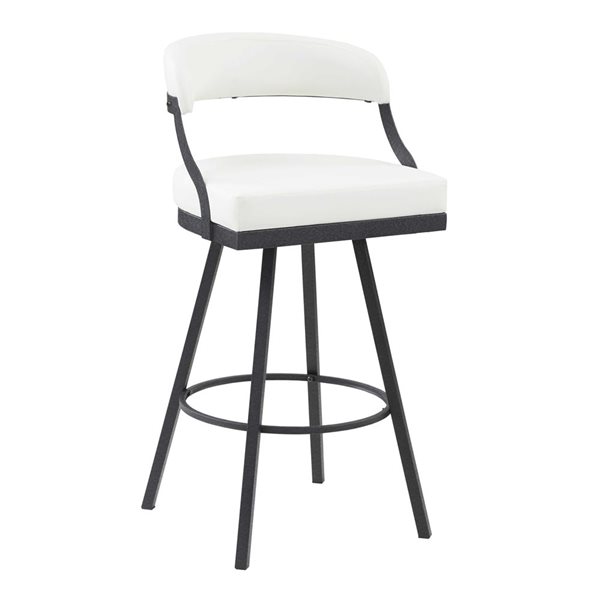 HomeTrend Set of 2 Swivelling Bar Height Chairs in Faux Leather - White
