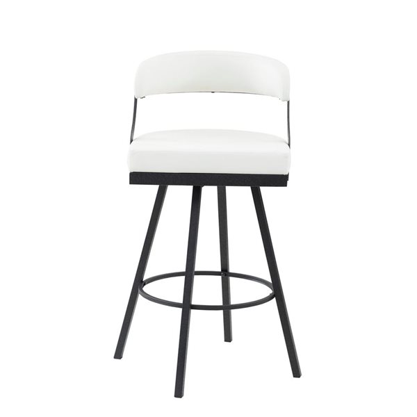 HomeTrend Set of 2 Swivelling Bar Height Chairs in Faux Leather - White