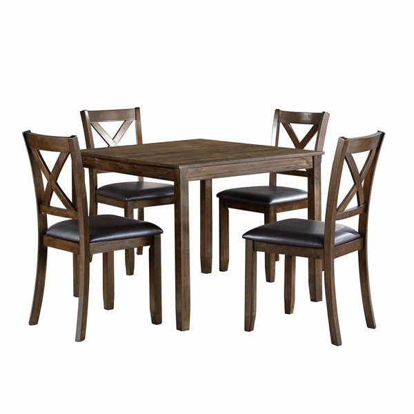 HomeTrend 5 Pcs Square Dinette Set w/ X-Back Chairs - Dark Brown