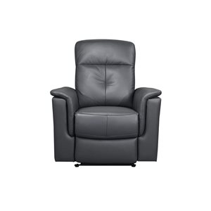 HomeTrend Bristow Power Glider Recliner in Leather and Faux Leather - Dark Grey