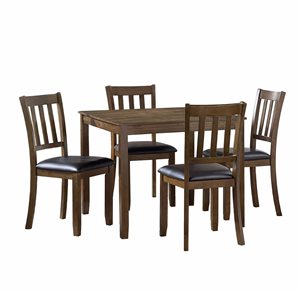 Ensemble de salle à manger 5 mcx HomeTrend avec table carrée et dossiers à lattes, brun foncé