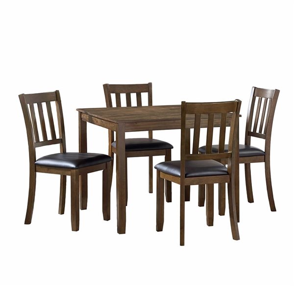 HomeTrend 5 Pcs Square Dinette Set w/ Vertical Slatted Chair Backs - Dark Brown