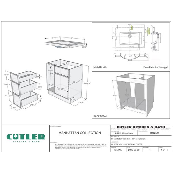 CUTLER KITCHEN & BATH Manhattan 30-in Bathroom Vanity - Blue