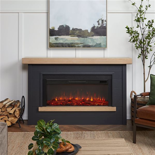 Real Flame Bernice 67-in Landscape Electric Fireplace - Charcoal
