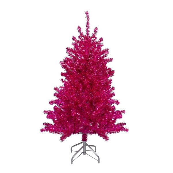 Northlight 4.5-ft H Unlit Metallic Pink Tinsel Full Artificial Christmas Tree w/ Tree Stand