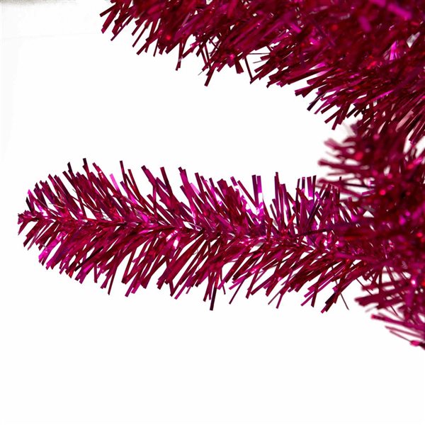 Northlight 4.5-ft H Unlit Metallic Pink Tinsel Full Artificial Christmas Tree w/ Tree Stand